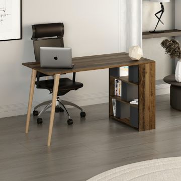 Birou Pina, Diverse culori, 120x60x74 cm - Nuc - Antracit
