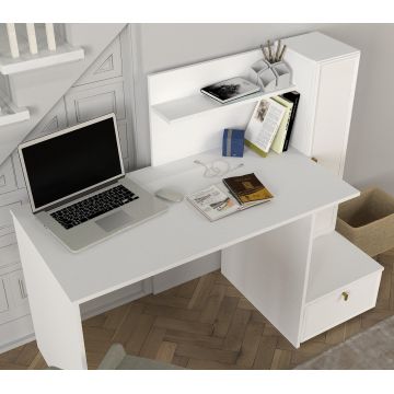 Birou Shellon, Alb, 143x60x116 cm - Alb