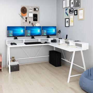 Birou Team, Diverse culori, 180x60x90 cm - Alb