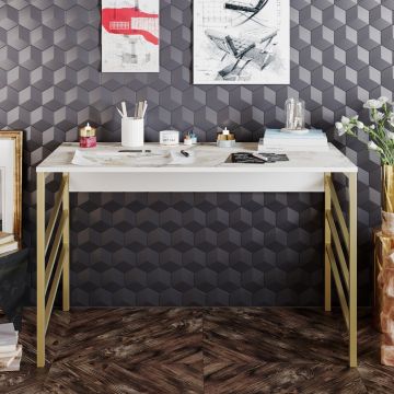 Birou Tuna, Diverse culori, 120x60x75 cm - Auriu - Alb