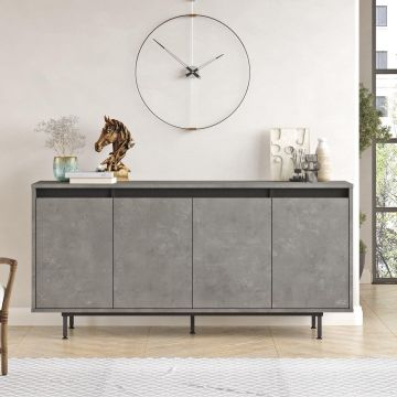 Consola Birou - Sufragerie Schoroder, Stejar - Gri, 160 x 76 x 45 cm - Gri