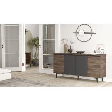 Consola Dulap Hol Alanero, Maro - Stejar - Gri, 160 x 79 x 40 cm - Maro