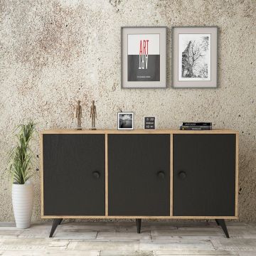 Consolă Holter, 143x79x40 cm - Negru