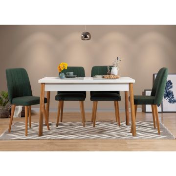 Masă cu scaune 5 bucăți Costa alb Atlantice, Diverse culori, 120x75x77 cm - Pin atlantic - Alb - Verde