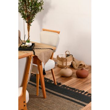 Masă cu scaune 5 bucăți Palace Wooden, Stejar - Crem, 47x45x92 cm - Stejar - Crem