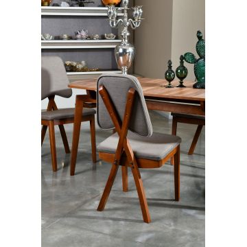 Masă cu scaune 5 bucăți Pera Wooden, Nuc - Maro, 47x45x92 cm - Nuc - Maro