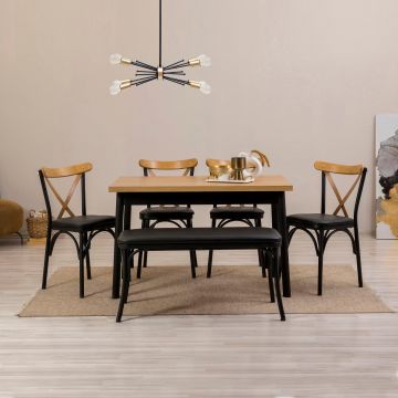 Masă cu scaune 6 bucăți Oliver Sbt.Karina, Diverse culori, 120x75x77 cm - Negru