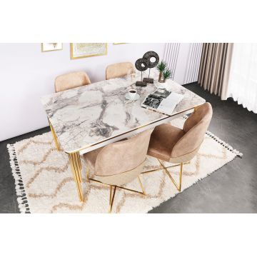 Masă Damla 1102, Auriu, 144x90x78 cm - Auriu