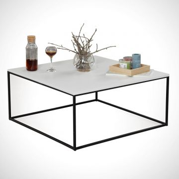 Masa de cafea Nancy Homestore, Lemn/Metal, 75 x 75 x 43 cm - Alb