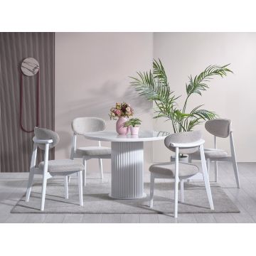 Masă dining Aqua, Alb, 100x100x75 cm - Alb
