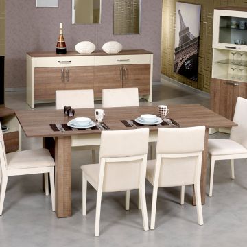 Masă dining extensibilă Bois, Diverse culori, 78x90x150 cm - Dark oak
