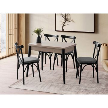Masă dining extensibilă Dolunay - 1285, Moca deschis, 100x60x75 cm - Maro