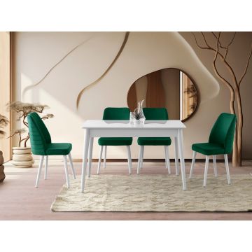 Masă dining extensibilă Lotus - 1124, Alb, 130x80x75 cm - Alb