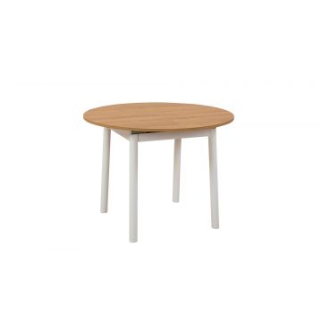 Masă dining extensibilă Oliver, Diverse culori, 100x100x75 cm - Stejar - Alb