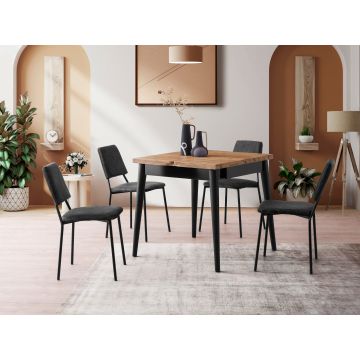 Masă dining extensibilă Totem - 3043, Pin atlantic, 80x80x75 cm - Natural