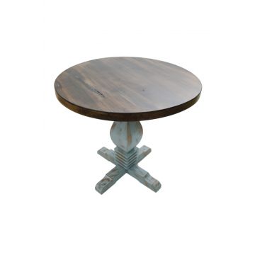 Masă dining Manorca, Maro - Albastru deschis, Ø75x75 cm - Maro - Albastru