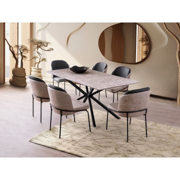 Masă dining Nox - 3003, Grey stone, 180x90x79 cm - Gri