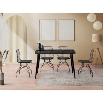 Masă dining Oslo - 3071, Black marble, 120x70x75 cm - Negru
