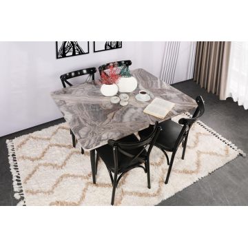 Masă Dolunay 1281, Negru, 60x75x100 cm - Negru