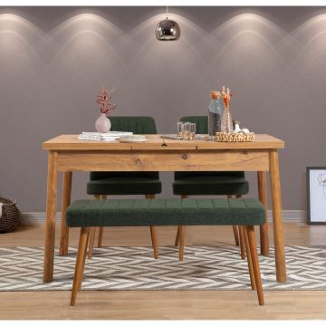 Masă extensibilă cu scaune 4 bucăți Santiago Atlantice, Diverse culori, 120x75x77 cm - Pin atlantic - Verde