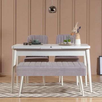 Masă extensibilă cu scaune 4 bucăți Vina 0701 - 3, Diverse culori, 129x80x75 cm - Alb - Gri