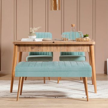 Masă extensibilă cu scaune 4 bucăți Vina 0701 - 3, Diverse culori, 129x80x75 cm - Pin atlantic - Pistachio green