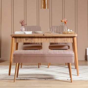 Masă extensibilă cu scaune 4 bucăți Vina 0900 - 3, Diverse culori, 129x80x75 cm - Pin atlantic - Piatră