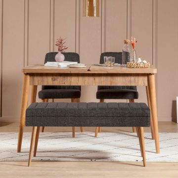 Masă extensibilă cu scaune 4 bucăți Vina 1053 - 3, Diverse culori, 129x80x75 cm - Pin atlantic - Antracit