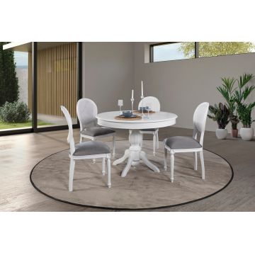 Masă extensibilă cu scaune 5 bucăți Albero151, Natur, 118x118x75 cm - Natural