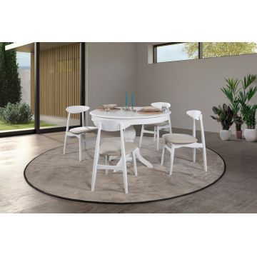 Masă extensibilă cu scaune 5 bucăți Albero152, Natur, 118x118x75 cm - Natural