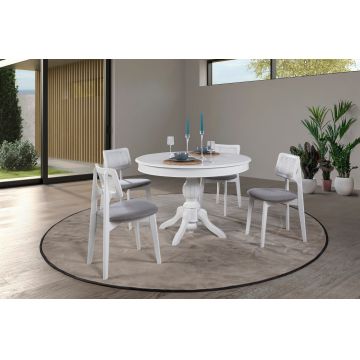 Masă extensibilă cu scaune 5 bucăți Albero153, Natur, 118x118x75 cm - Natural