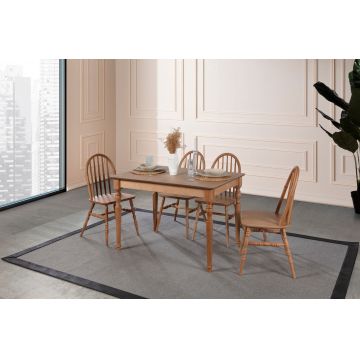 Masă extensibilă cu scaune 5 bucăți Valery, Natur, 120x80x75 cm - Natural