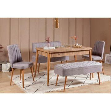 Masă extensibilă cu scaune 5 bucăți Vina 0701 - 4, Diverse culori, 129x80x75 cm - Pin atlantic - Gri
