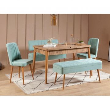 Masă extensibilă cu scaune 5 bucăți Vina 0701 - 4, Diverse culori, 129x80x75 cm - Pin atlantic - Pistachio green