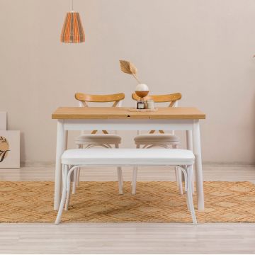 Masă extensibilă cu scaune Oliver Açl.Karina, Diverse culori, Diverse configurații, 120x75x77 cm - Alb / 4 bucăți