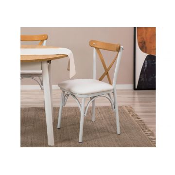 Masă extensibilă cu scaune Oliver, Diverse culori, Diverse configurații, 100x100x75 cm - Stejar - Alb / 5 bucăți