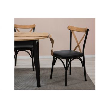 Masă extensibilă cu scaune Oliver, Diverse culori, Diverse configurații, 100x100x75 cm - Stejar - Negru / 3 bucăți