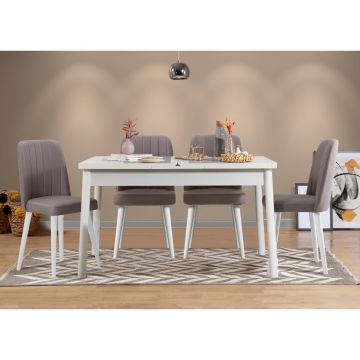 Masă extensibilă cu scaune Santiago, Diverse culori, Diverse configurații, 120x75x77 cm - Alb - Gri / 5 bucăți
