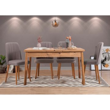 Masă extensibilă cu scaune Santiago, Diverse culori, Diverse configurații, 120x75x77 cm - Pin atlantic - Gri / 5 bucăți