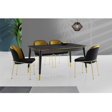 Masă Flora Dining Table, Negru, 146x78x90 cm - arsiv