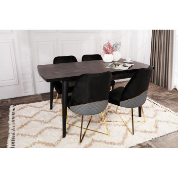 Masă Inci 1143, Negru, 130x79x80 cm - Negru