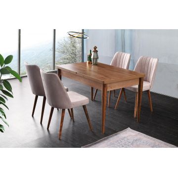 Masă Kelebek Dining Table, Nuc, 130x75x80 cm - Nuc