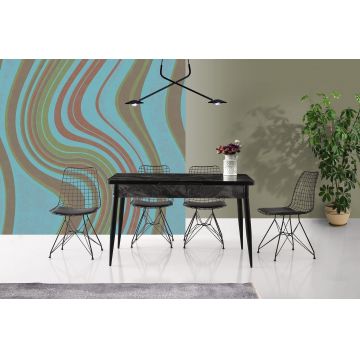 Masă Metal Kelebek 1242, Negru, 130x79x80 cm - Negru