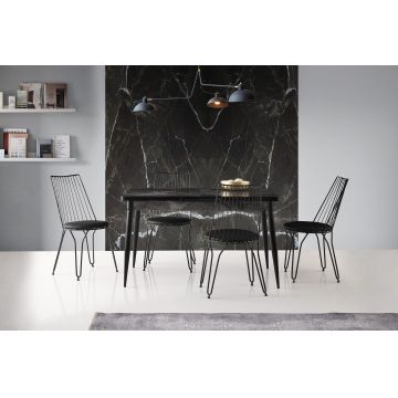 Masă Metal Otomatik 1173, Negru, 130x79x80 cm - Negru