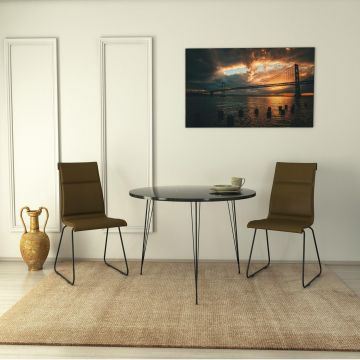 Masa Rotunda Sandalf Table Basic, Alb - Nuc - Negru, 90 x 75 x 90 cm - Negru