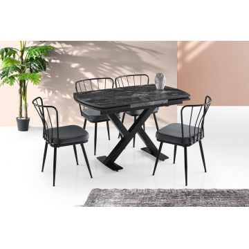 Masă Viva Dining Table, Alb, 80x75x120 cm - Negru