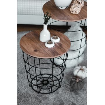 Măsuță de cafea Axel, Pin atlantic - Negru, Ø44x53 cm - Natural - Negru