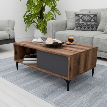 Măsuță de cafea Benito 2097, Nuc - Antracit, 90x54x39 cm - Nuc - Antracit