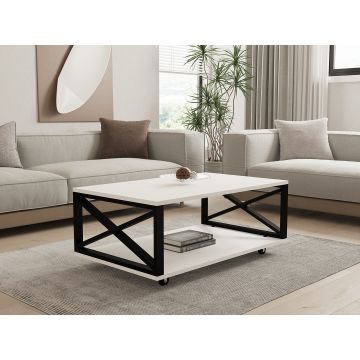 Măsuță de cafea Berk, Alb - Negru, 98x60x34 cm - Alb - Negru