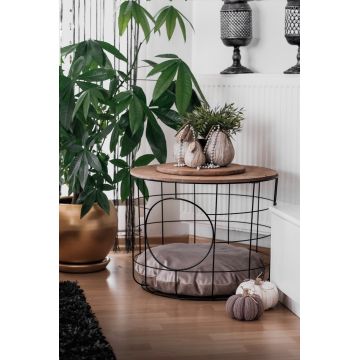 Măsuță de cafea Cat, Pin atlantic - Negru, 54x41x54 cm - Natural - Negru